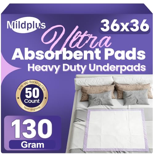 MILDPLUS Heavy Duty Underpad 36''x36'' 50 Count (Purple) - size: 36x36-50 (Purple)