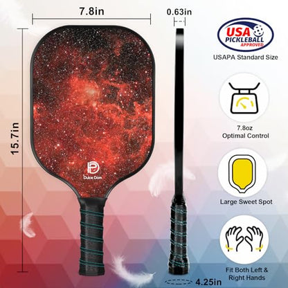 DULCE DOM Pickleball Paddles Set of 2/4 - USAPA Approved - color: Red*2