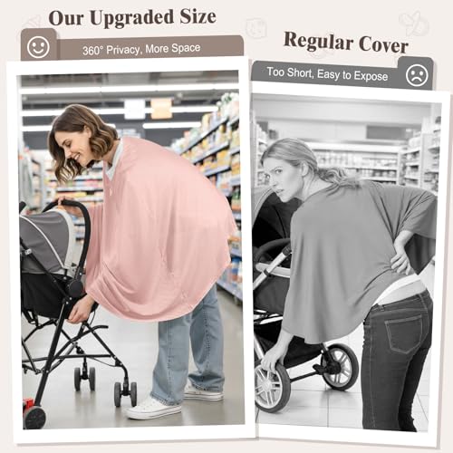 Basumee Nursing Cover for Breastfeeding Breathable Mesh 360 Full Privacy - color: Soft Pink, size: 1 Pack
