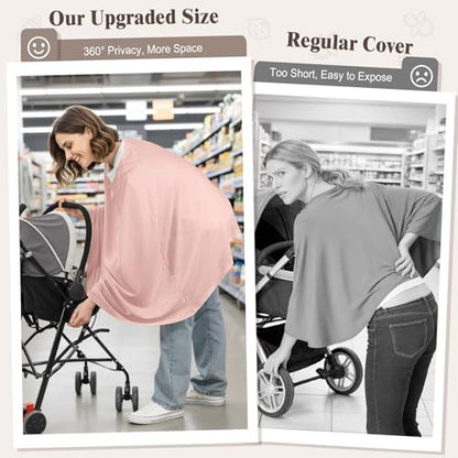 Basumee Nursing Cover for Breastfeeding Breathable Mesh 360 Full Privacy - color: Soft Pink, size: 1 Pack