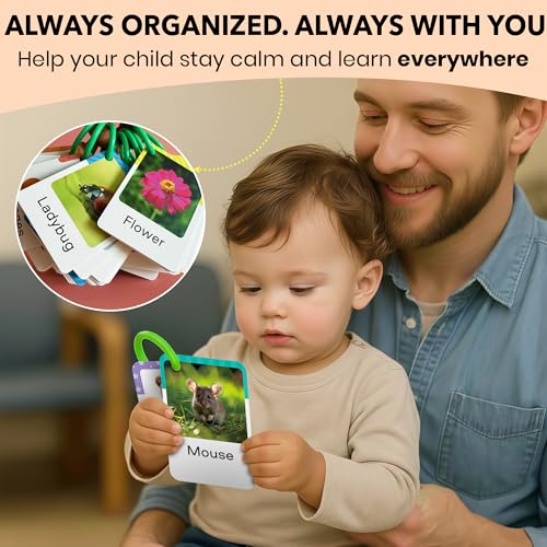 Flash Cards for Toddlers 1-3 - Montessori Toddler Flash Cards with Rings