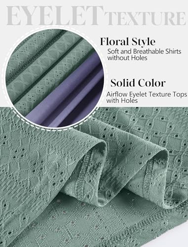 SAMPEEL Women's Eyelet Crossed V Neck Short Sleeve T-Shirt - color: Classic Green, size: 3X-Large