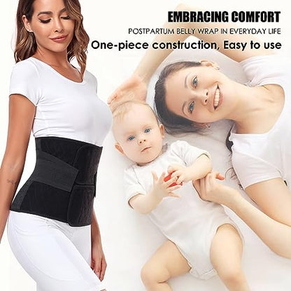 MAMODY Postpartum Belly Band Belly Wrap Abdominal Binder Post Surgery - color: Midnight Black