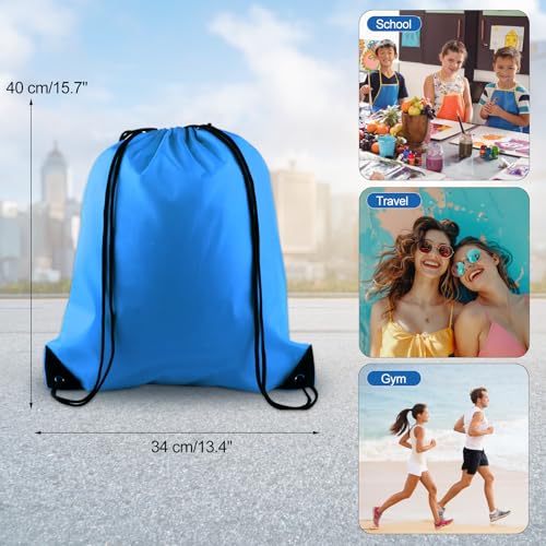KUUQA 2 Pcs Light Blue Drawstring Backpack - color: Light Blue