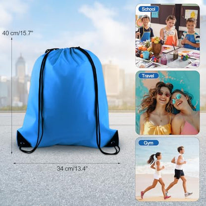 KUUQA 2 Pcs Light Blue Drawstring Backpack - color: Light Blue
