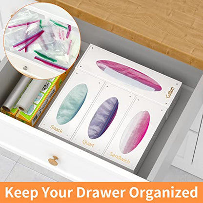FEMELI Food Bag Storage Organizer Acrylic Kitchen Drawer Baggie Box White - style: 4 count-white