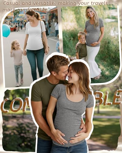 3 Pack Women's Maternity Tops - color: Heather Gray, White, Black, size: Small