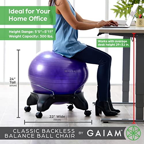 Gaiam Classic Backless Balance Ball Chair, Charcoal - color: Charcoal, style: Backless