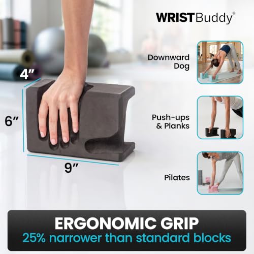 WRISTBuddy® Yoga Blocks 2 Pack, High Density Non-Slip, Hand-Shaped Design - color: Black