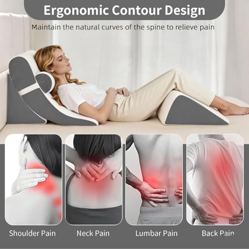 Wedge Pillow Set for After Surgery,White/Dark Grey,4PCS-22 - color: White/Dark Grey, size: 4PCS-22''