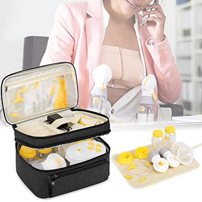 BAFASO Wearable Breast Pump Bag with a Waterproof Pump Parts Pad, Black - color: Black