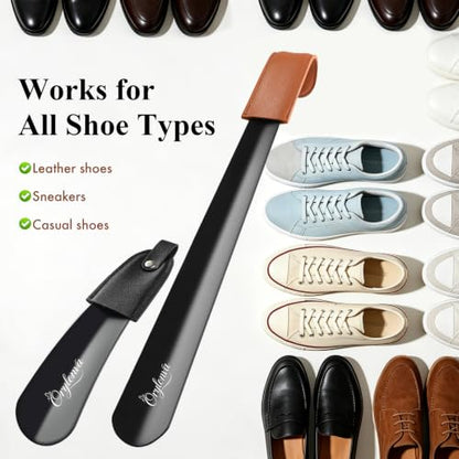 Shoe Horn Set 16.5" & 6.3" Stainless Long & Mini for Seniors Adults Kids