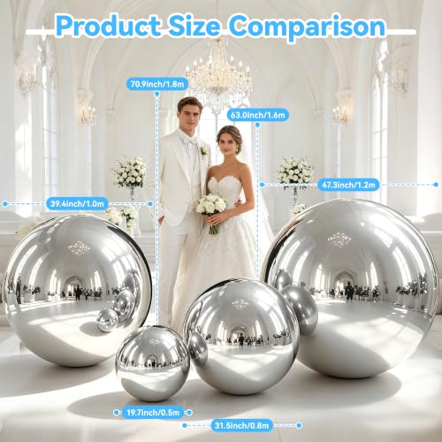 Silver Inflatable Mirror Ball 31.5", Reusable Reflective Ball 1PCS - color: Silver, size: 31.5 Inch/0.8 M + NO Pump