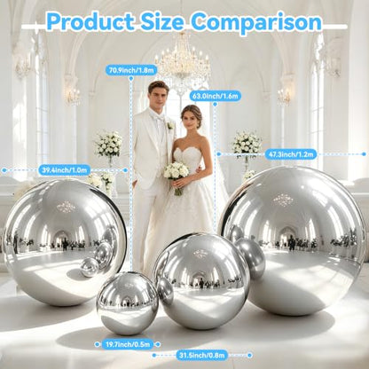 Silver Inflatable Mirror Ball 31.5", Reusable Reflective Ball 1PCS - color: Silver, size: 31.5 Inch/0.8 M + NO Pump