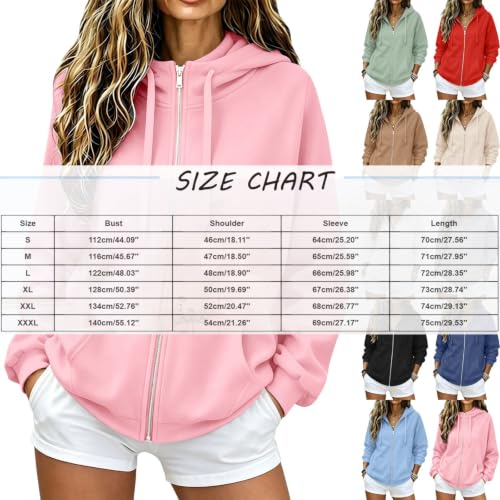 Womens Zip Up Hoodies Casual Oversized Sweatshirt Lightweight Jacket - color: Light Green, size: Small