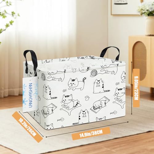 Rectangular Collapsible Cat Storage Basket Nursery Toy Organizer - color: Rec Cat