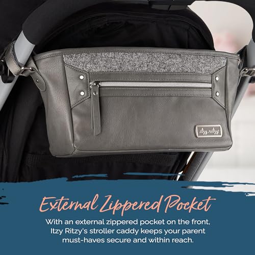 Itzy Ritzy Adjustable Stroller Caddy and Organizer Bag Featuring Front Zippered Pocket, 2 Built-In Interior Pockets & Adjustable Straps to Fit Nearly Any Stroller (Grayson) - color: Grayson
