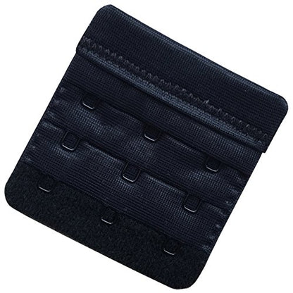 Women Pack of 3 Soft Comfortable 3 Hooks Bra Extender,2.4"x 2.3" - color: Black, 3/4 Inch Spacing