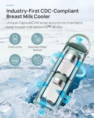 Papablic 360 CapsuleChill Breastmilk Cooler with Stainless Steel Bottles - color: Sakura Pink