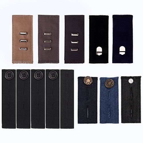 13 Pcs Waist Extenders Set Elastic Waist Extenders Adjustable Button Expanders for Women Men Pregnancy Jeans Skirt Trousers Collar Dress, 3 Types