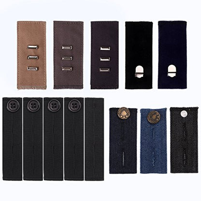 13 Pcs Waist Extenders Set Elastic Waist Extenders Adjustable Button Expanders for Women Men Pregnancy Jeans Skirt Trousers Collar Dress, 3 Types