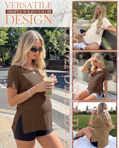 3 Pack Women's Maternity Shirts - color: Cream, Khaki, Mocha, size: X-Large