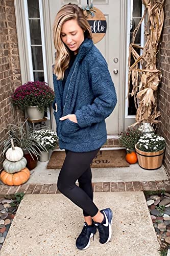 PRETTYGARDEN Women's Oversized Sherpa Fleece Coats - color: Blue, size: 3X-Large