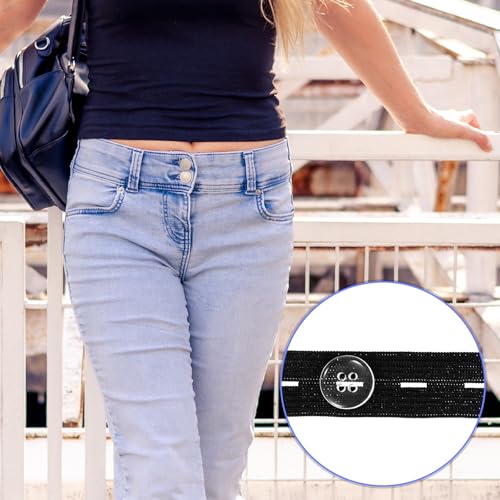 10pcs Adjustable Elastic Jean Waist Tightener Tool,Kids Pants Waist Extender Supplies,Maternity Pants Extender With 20 Buttons, Sewing Tool And Thread For Loose Jean Pant Button For Women Men