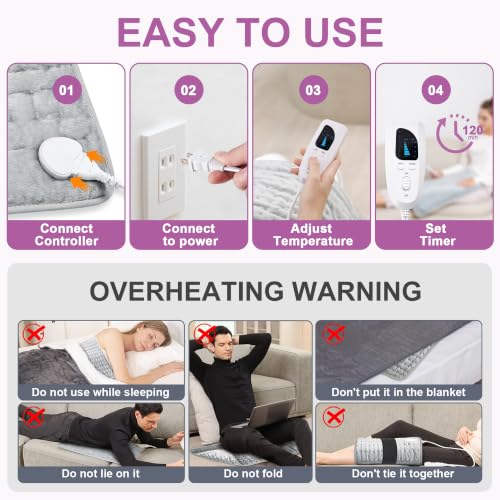 Heating Pad,Electric Heating Pads,Heating Pad for Back,Gray,24x20 Inch - color: Silvergray, size: 24x20 Inch