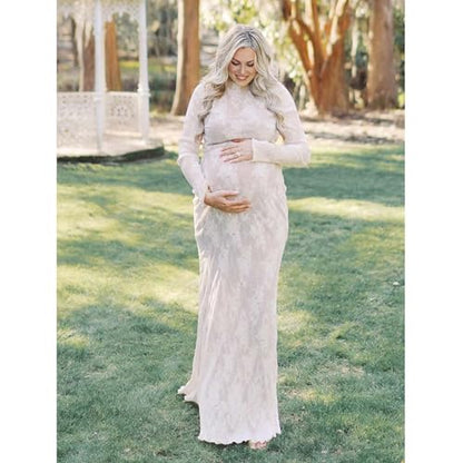 Cichic White Lace Ruffle Mermaid Elegant Maternity Maxi Dress - size: Medium