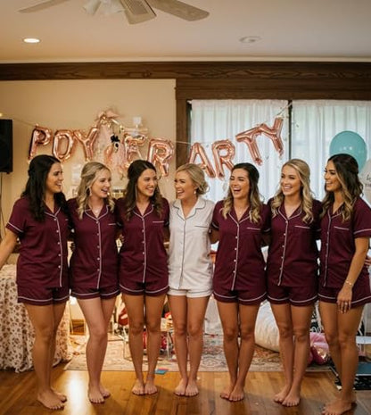 Samring Womens Pajamas Set Short Sleeve Button Down Sleepwear 2 Piece Pjs - color: Maroon, size: X-Large