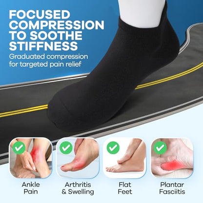 6 Pairs 8-15 mmHg Ankle Compression Socks for Women and Men - color: Black, size: Small-Medium
