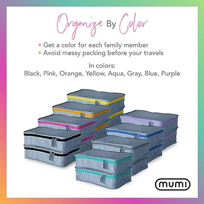 MUMI Packing Cubes Set of 5 - Mesh-Top Luggage Organizers, Gray - color: Grey
