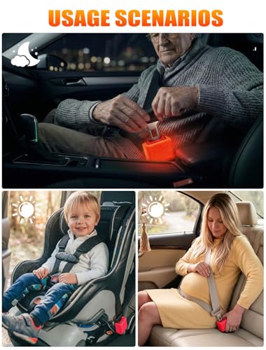 Glow In The Dark Seat Belt Buckle Holder, 2 Pack Silicone Universal - color: Red