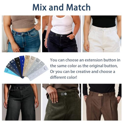 10PCS Elastic Button Extenders for Jeans,Pants Button Extender for WomenMen - color: Style D_10PCS, 1 Styles