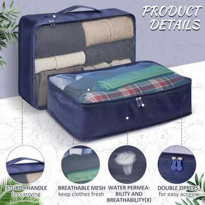 Silkfly 8 Pcs XL Packing Cube for Travel Luggage,Simple,Navy Blue - color: Navy Blue, size: Simple