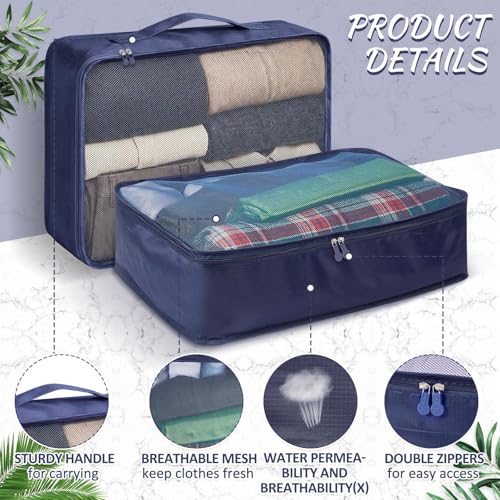 Silkfly 8 Pcs XL Packing Cube for Travel Luggage,Simple,Navy Blue - color: Navy Blue, size: Simple