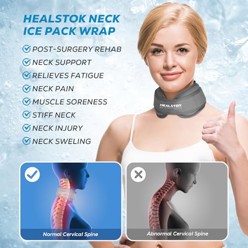 Neck Ice Pack Wrap, Reusable Cold/Hot Gel for Neck Pain, Grey - color: Grey