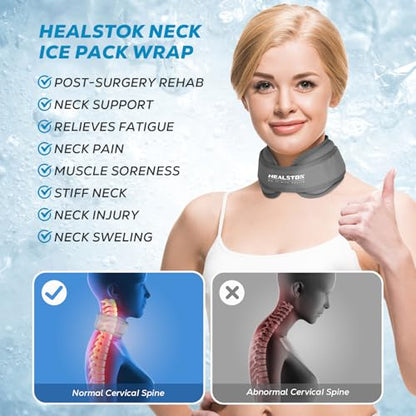 Neck Ice Pack Wrap, Reusable Cold/Hot Gel for Neck Pain, Grey - color: Grey