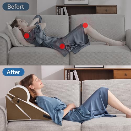 Negwoo 3PCS Wedge Pillow Set for After Surgery,Bed Wedge Pillow, Brown - color: Brown, size: 3 PCS-Standard