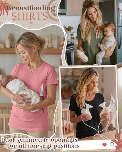 3 Pack Nursing Tops for Women - color: Dark Pink, Black, Army Green, size: XX-Large