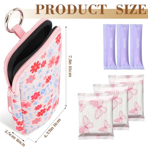 2PCS Tampon Holder Zipper Pouches Portable Period Bags - color: Floral