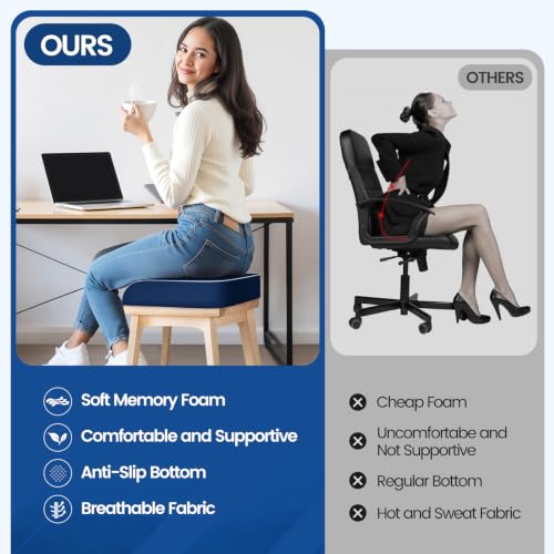 SweetSlubr Seat Cushion, Chair Pad, Memory Foam Tailbone Pain Relief - color: Darkblue, size: 2X-Large