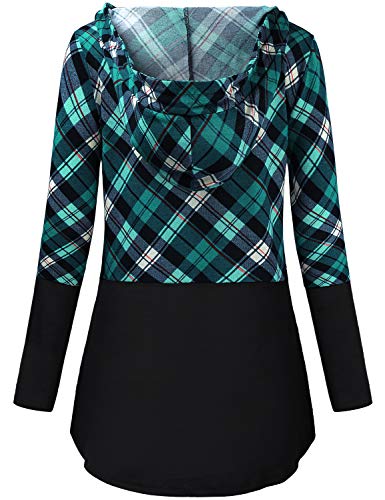 Quinee Women's Long Sleeve Plaid Colorblock Nursing Pullover Hoodie Sweatshirts - color: B Black Blue Plaid, size: X-Large