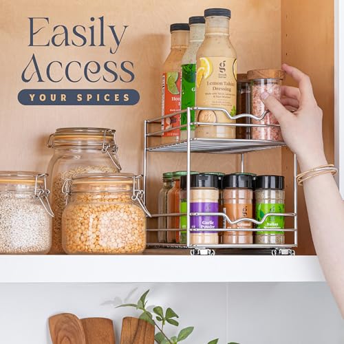 Pull Out Spice Rack for Cabinet, Spice Organizer 6-1/2"W x10-3/8"D x8-7/8"H - size: 6.5 Inch - Double