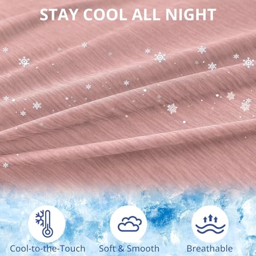 Sasttie Cooling Pregnancy Pillow Cover for 57-inch Maternity Pillow, Blush - color: Blush
