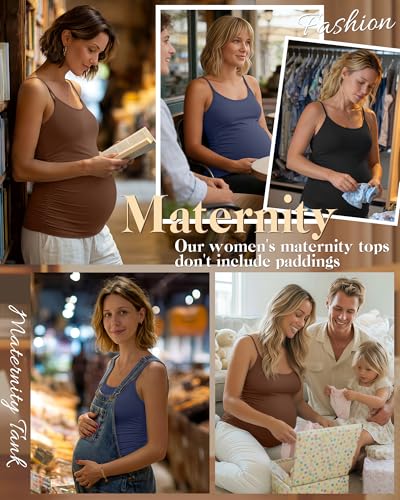 Ficerd 3 Pack Women's Maternity Tank Tops - color: Haze Blue, Coffee, Black, size: Small