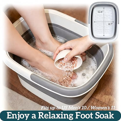 GIMWA Collapsible Foot Bath with Massage Nodes, 4 Gal Foot Soaking Tub - color: Gray