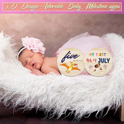 Dinosaur Baby Monthly Milestone Cards Sign - color: Dinosaur Milestone Cards