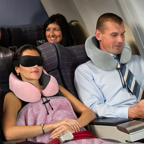 urnexttour Travel Pillow and Blanket Set Neck Pillow Airplane Memory Grey - color: B-grey